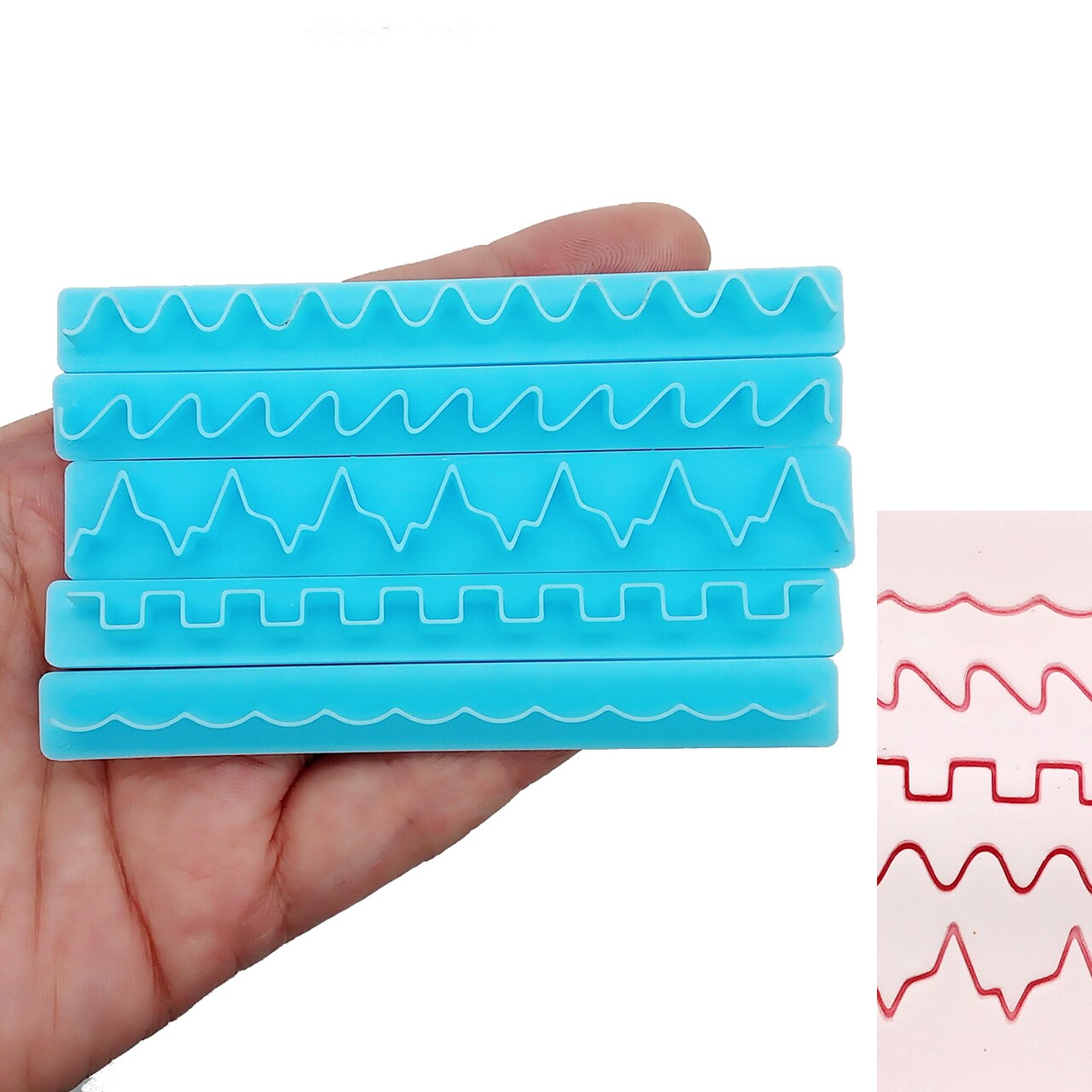 Decorative Edge Cutters for Clay, 5 pcs, Scallop Curved Heartbeat Lines, Adorabilities